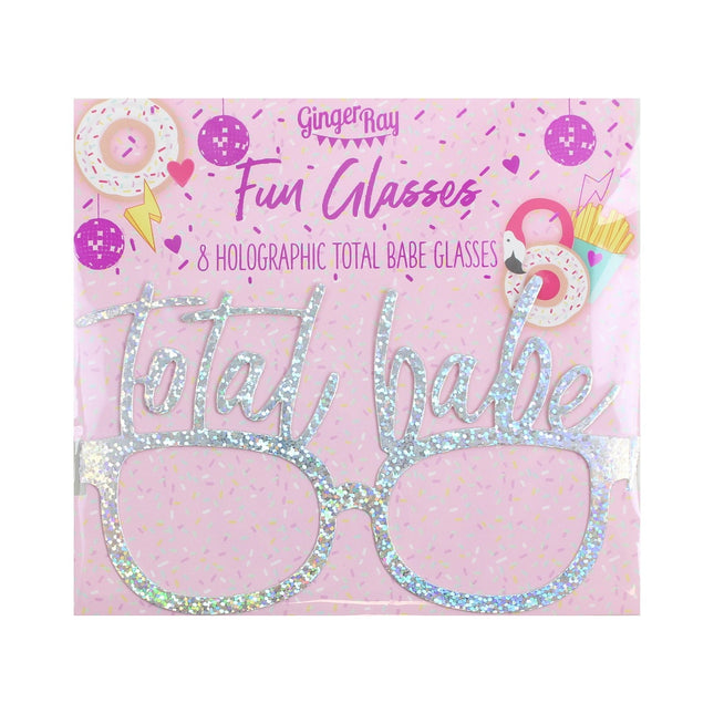 Silberne Brille Total Babe Glitter 13cm 8Stück