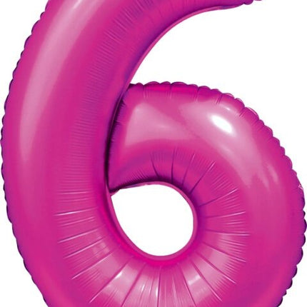 Fuchsia Nummer Ballon 6 Jahre Glanz 86cm