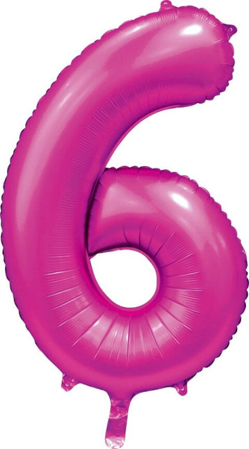 Fuchsia Nummer Ballon 6 Jahre Glanz 86cm