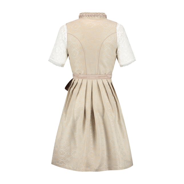 Rosa Weiß Creme Dirndl Kleid Oktoberfest Frauen Jaquard