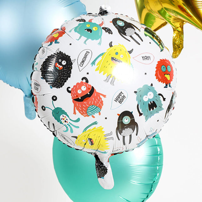 Heliumballon Happy Birthday Monsters Leer 45cm