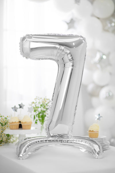 Folienballon Figur 7 Silber Standard Leer 70cm