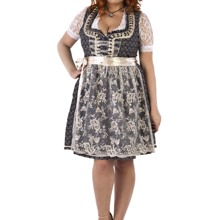 Blau Weiß Creme Dirndl Kleid Oktoberfest Frauen 2 Stück