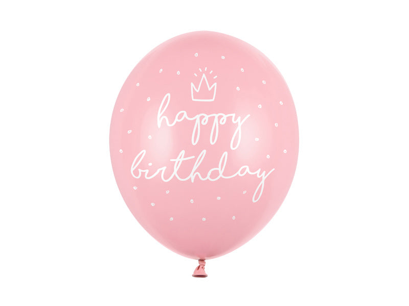 Hellrosa Luftballons Happy Birthday 30cm 6 Stk.