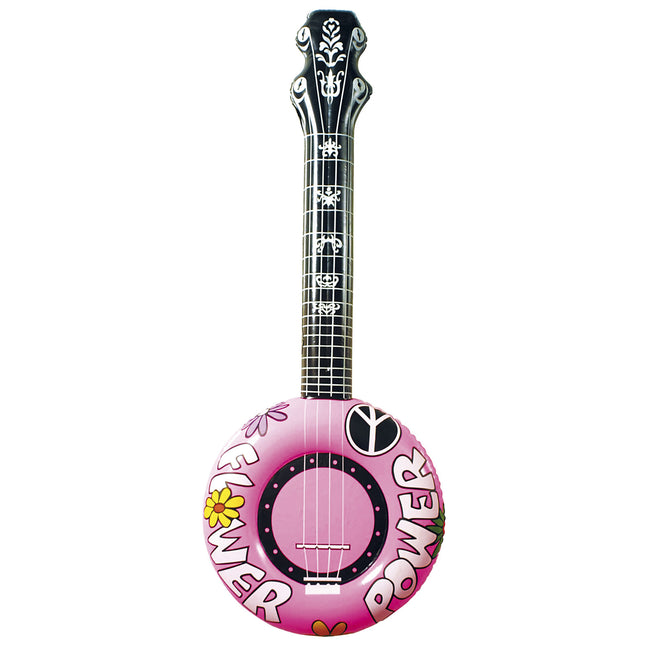 Hippie 60S Fake Banjo Rosa Aufblasbar 1m