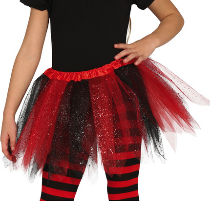 Tutu Glitzer Schwarz Rot Kind 31cm