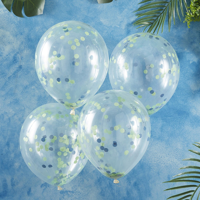 Konfetti Ballons Blau/Grün 30cm 5Stk