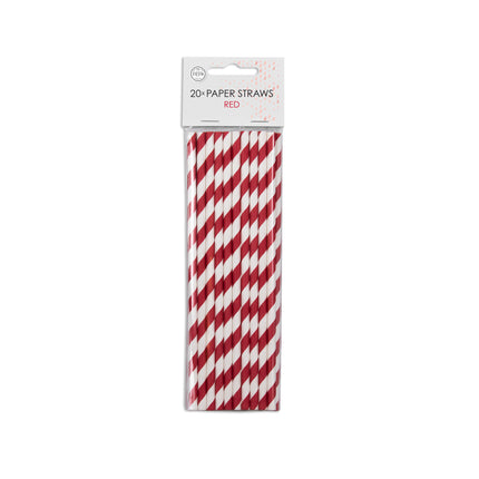 Papierstrohhalme rot gestreift 19,7cm 20Stk