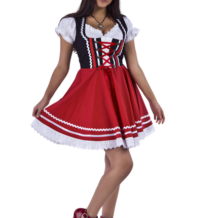 Oktoberfest Dirndl Kleid Oktoberfest Rot Weiß Damen 2 Stück