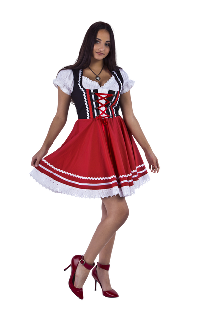 Oktoberfest Dirndl Kleid Oktoberfest Rot Weiß Damen 2 Stück