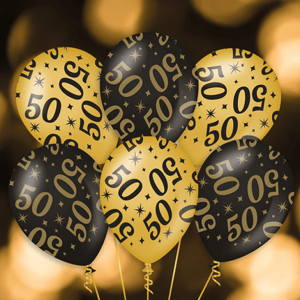 Ballons 30 Jahre Gold Schwarz 30cm 6Stk