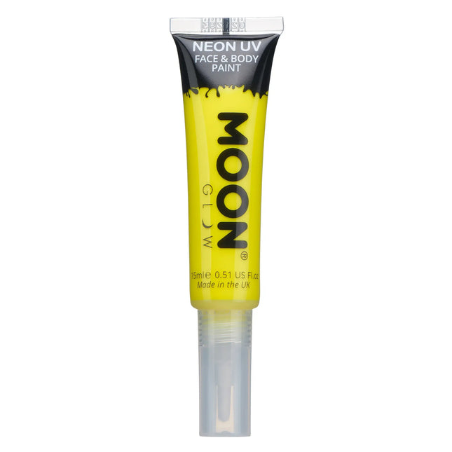 Moon Glow Neon UV Face Paint mit Pinselapplikator Intensives Gelb 15ml