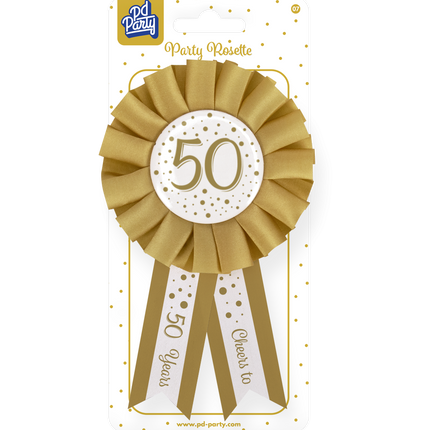 Rosette 50 Jahre Gold Weiß 14cm