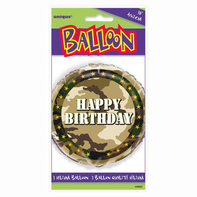 Helium Ballon Army Happy Birthday 45cm leer