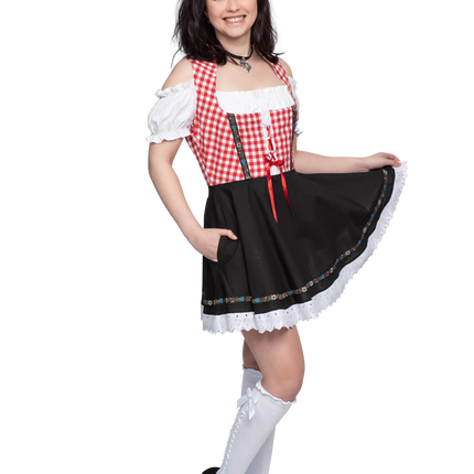 Oktoberfest Dirndl Kleid Oktoberfest Rot Weiß Schwarz Damen