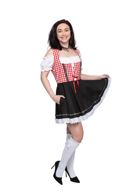 Oktoberfest Dirndl Kleid Oktoberfest Rot Weiß Schwarz Damen