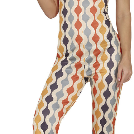 Disco 70S Jumpsuit Farbig Damen