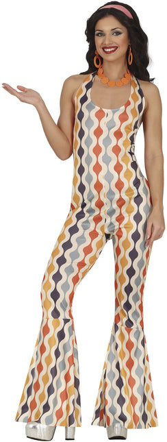 Disco 70S Jumpsuit Farbig Damen