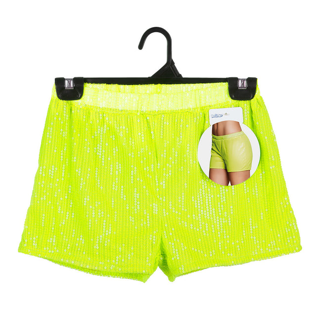 Shorts Pailletten Neongelb M