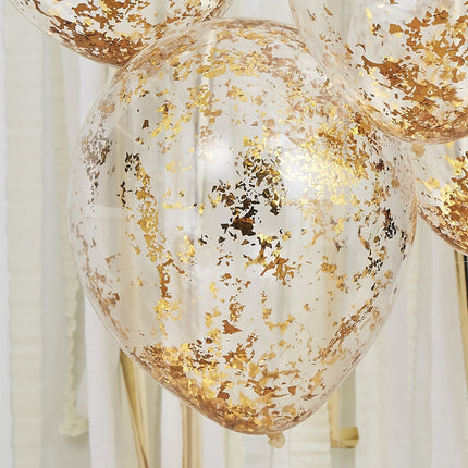 Gold Konfetti Ballons Latex 30cm 5Stück