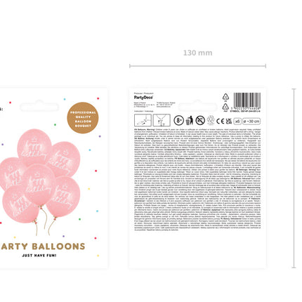 Hellrosa Luftballons Happy Birthday 30cm 6 Stk.