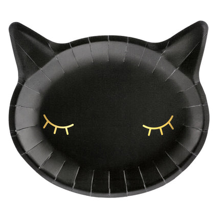 Halloween Teller Schwarze Katze 22cm 6 Stk.