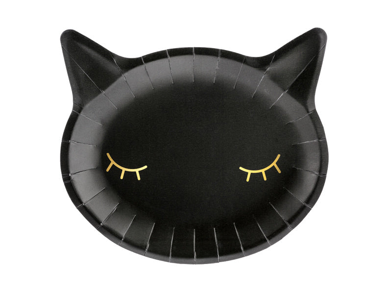 Halloween Teller Schwarze Katze 22cm 6 Stk.