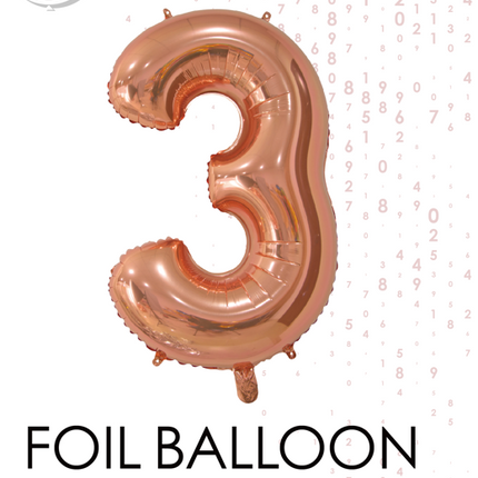 Folienballon Figur 3 Rose Gold 66cm