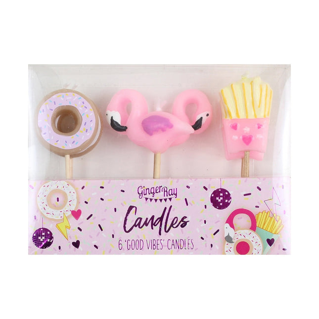 Kerzenset Flamingo/ Donut/ Pommes 6tlg.