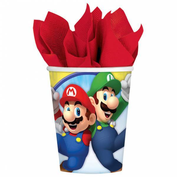 Super Mario Becher Pappe 266ml 8 Stück