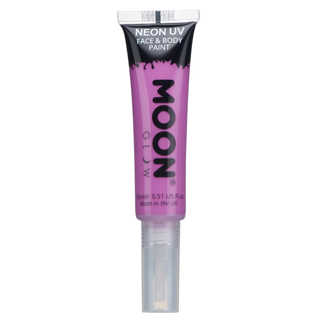 Moon Glow Neon UV Face Paint mit Farbapplikator Intensives Lila 15ml