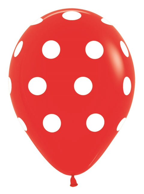 Ballons Polka Dots Rot 30cm 25Stk