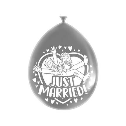 Just Married Ballons Silber 30cm 8Stück