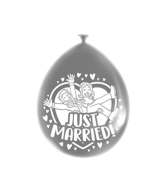 Just Married Ballons Silber 30cm 8Stück