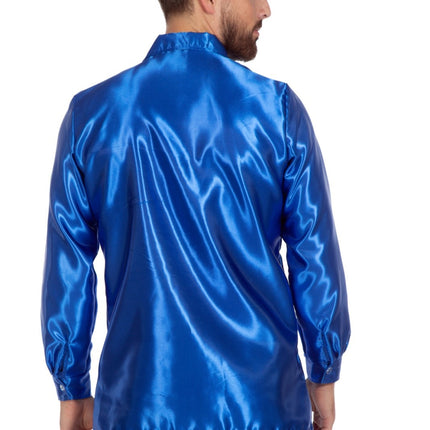 Disco Bluse Rüschen Blau