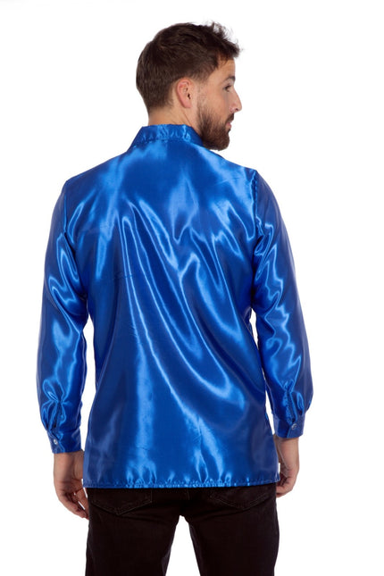 Disco Bluse Rüschen Blau