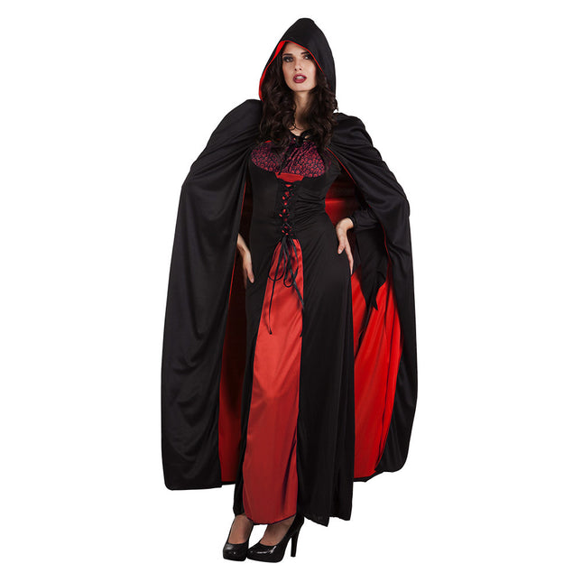 Halloween Cape Reversible Schwarz Rot 1.7m