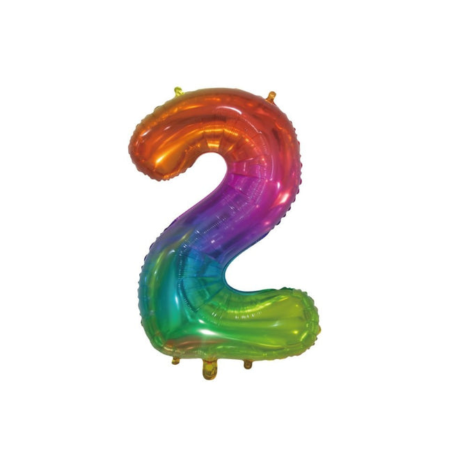 Folienballon Figur 2 Regenbogen Transparent 66cm