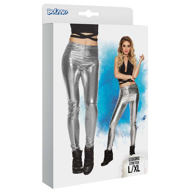 Metallic Silber Leggings L-XL