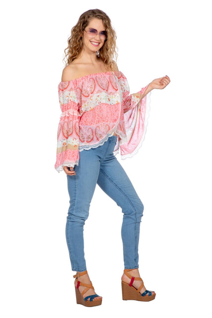 Festival Bluse Damen Rosa