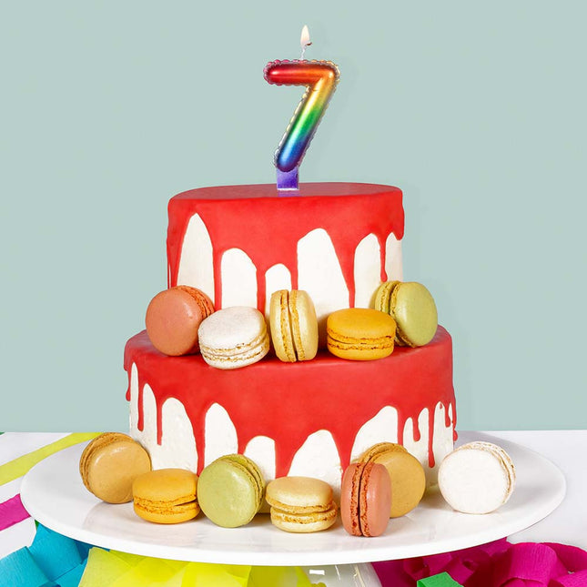 Regenbogen-Kerze 7 Jahre 8cm