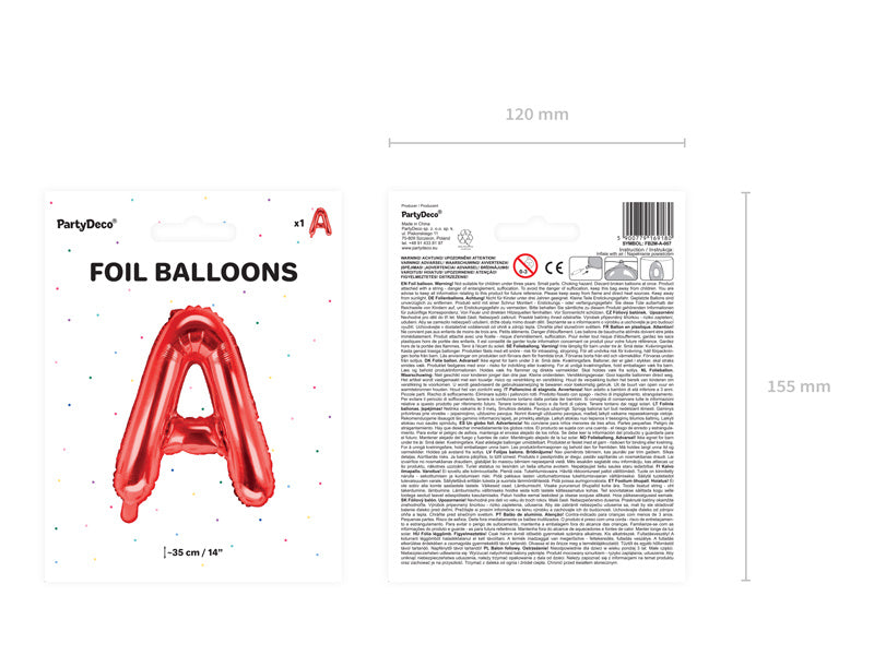 Folienballon Buchstabe A Rot Leer 35cm