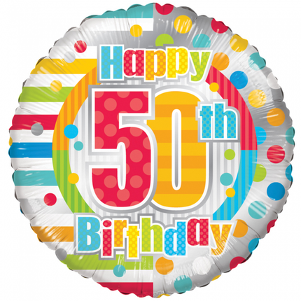 Helium Ballon Happy 50Th Birthday 45cm leer