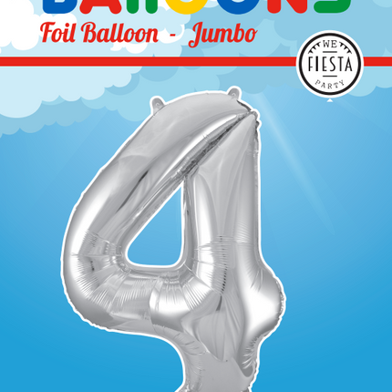 Folienballon Figur 4 Silber XL 86cm leer