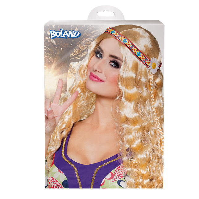 Blonde Hippie-Perücke mit Stirnband