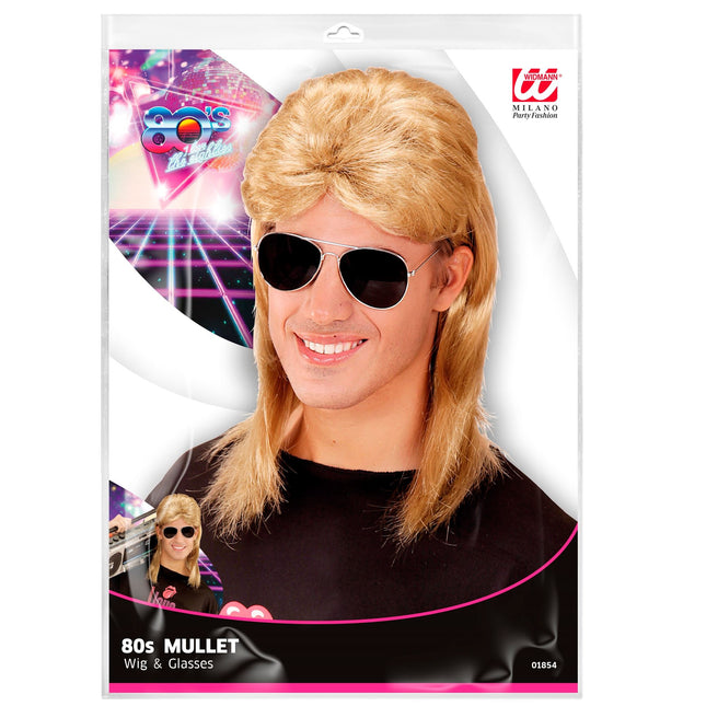 80er Jahre Aso Blonde Perücke mit Brille