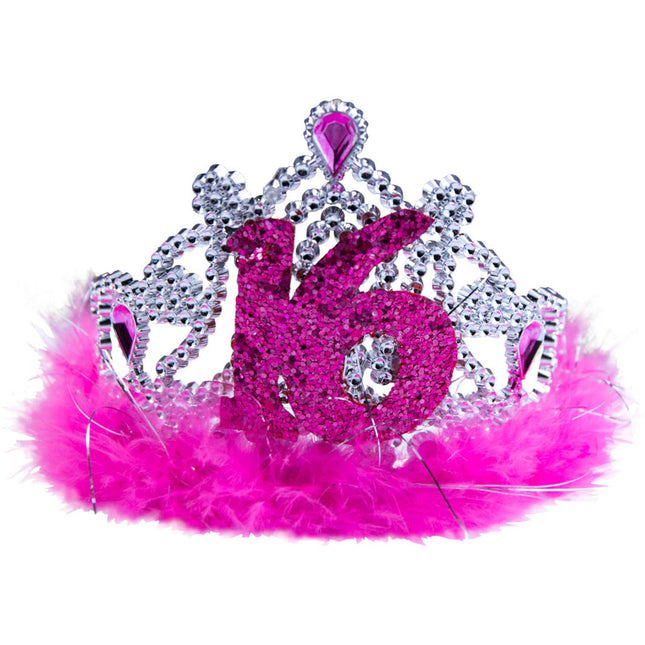 Sweet 16 Tiara Rosa Pelz