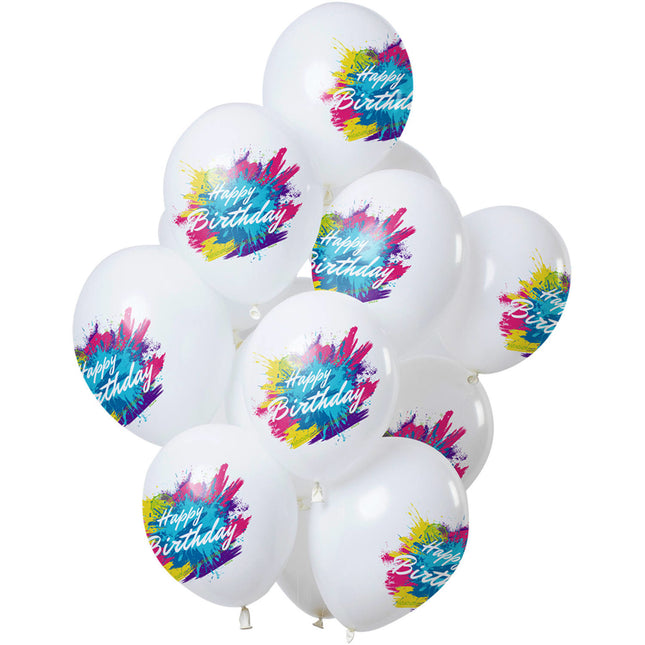 Luftballons Happy Birthday 30cm 12Stk