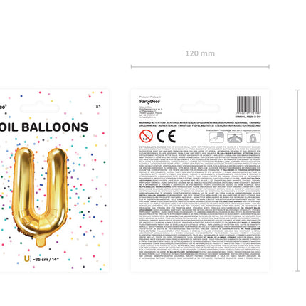 Folienballon Buchstabe U Gold Leer 35cm