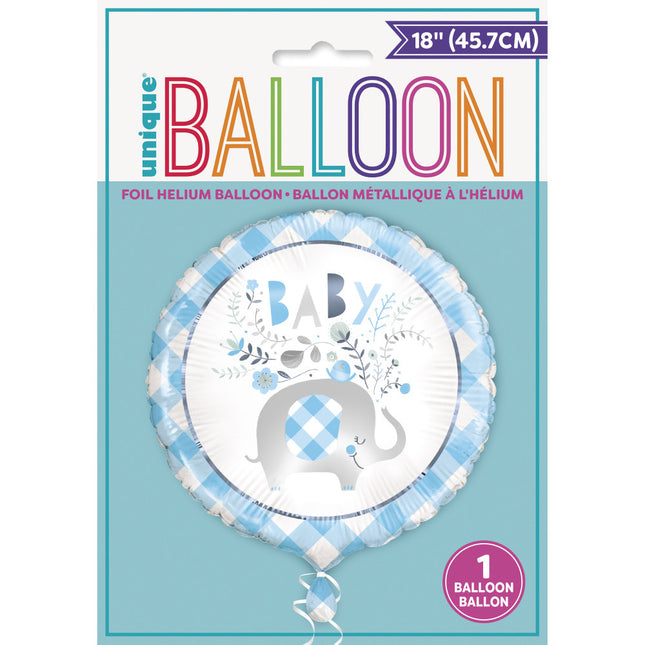 Helium Ballon Baby Elefant Blau 45cm leer